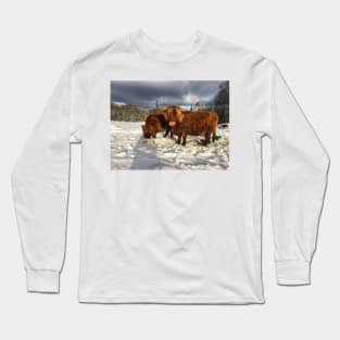 Scottish Highland Cattle Cow and Calf 1588 Long Sleeve T-Shirt